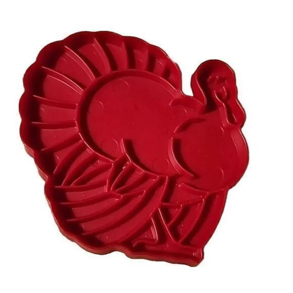 Tupperware Vintage Red Plastic Cookie‎ Cutter Turkey Thanksgiving Farm Bird Tom